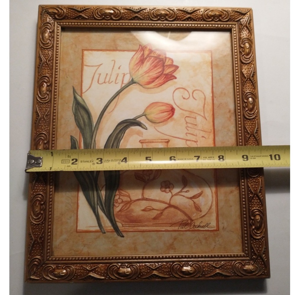 Pat Cockrell Lily-Flowered Tulips Signed Art Print 3D Framed Vintage 11.75x9.5 - Picture 3 of 5